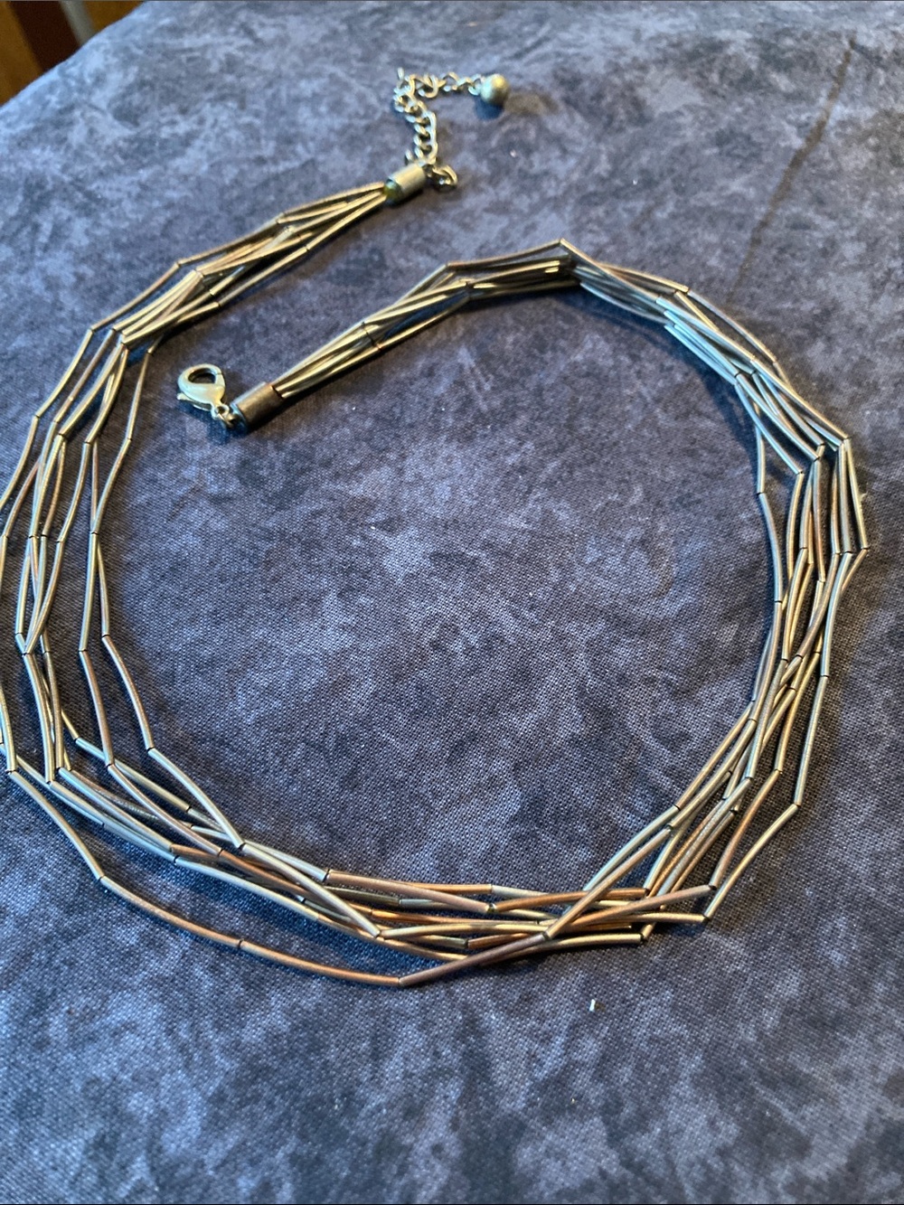 Multi-Strand Silver Tone Tube Necklace - Elegant Layered Design
